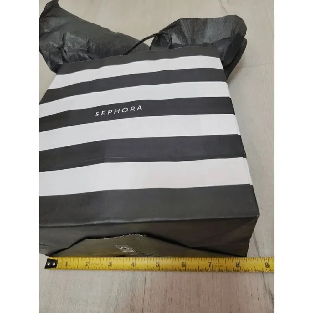 🖤🤍 SEPHORA Empty Black White Striped Paper Shopping Gift Bag with Tissues